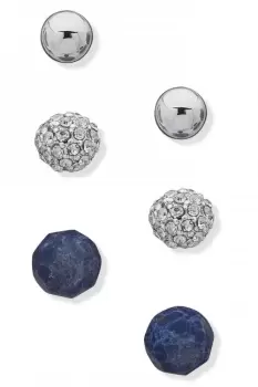 Ladies Anne Klein Jewellery PE POST SET OF 3 BTNS-SLV/LAPIS/CRY Earrings 01G00401