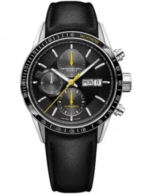 Raymond Weil Mens Freelancer Black Leather Strap Watch 7731-SC1-20121