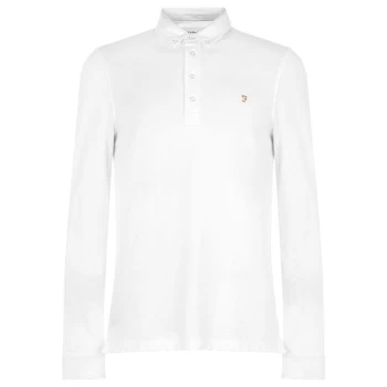 Farah Ricky Long Sleeve Polo Shirt - White 104