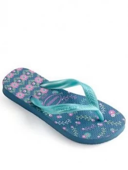 Havaianas Girls Flores Flip Flop - Blue, Size 1-2 Older
