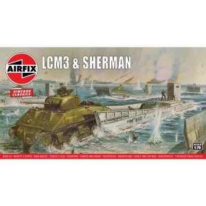 LCM3 & Sherman 1:76 Vintage Classic Military Air Fix Model Kit