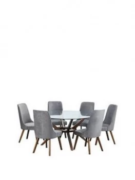 Julian Bowen Chelsea Large 140 Cm Glass Dining Table And 6 Huxley Chairs