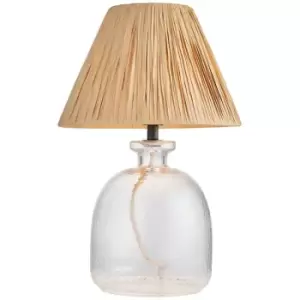 Directory Lyra Raffia 1 Light Table Lamp Clear Textured Glass, Natural Raffia - Endon