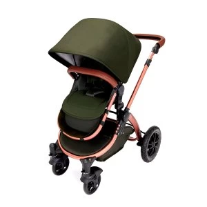 Ickle Bubba Stomp V4 i-Size Travel System with Isofix Base - Woodland on Bronze with Tan Handles