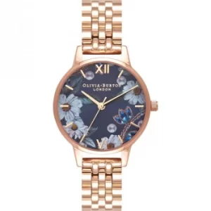 Bejewelled Florals Rose Gold Bracelet Watch