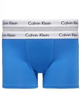 Calvin Klein Boys 2 Pack Logo Trunks - Blue/Grey, Blue/Grey, Size Age: 14-16 Years