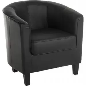 Teknik Office Tub Chair In Black Faux Leather with Matching Wooden
