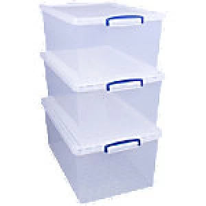 Really Useful Boxes Nestable Box 62 L Transparent Plastic 44 x 68.5 x 28.7cm Pack of 3