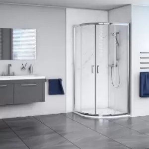 Aqualux Framed 6mm 2 Door Quadrant Shower Enclosure with Tray and Waste Kit 800x800mm in Chrome