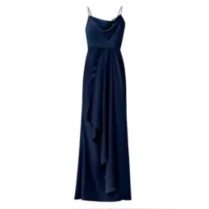 Adrianna Papell Satin Crepe Cowl Neck Gown - Blue