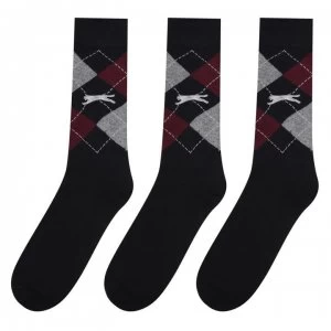 Slazenger Argyle Golf Socks 3 Pack Mens - Black/Grey