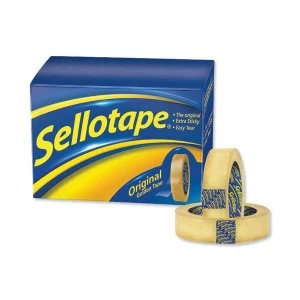 Sellotape 18mm x 33m Non static Easy tear Small Golden Tape on a Roll Pack of 8