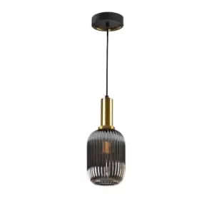 Norma Globe Pendant Ceiling Light Black, Brass Glass, E27