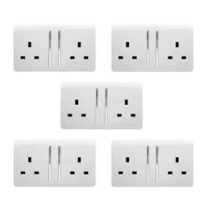Trendi 2G 13A Switched Socket, 5 Pack - White