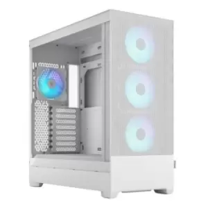 Fractal Design Pop XL Air RGB (White TG) Gaming Case w/ Clear Glass Window E-ATX Hexagonal Mesh Front 4 RGB Fans & RGB Controller