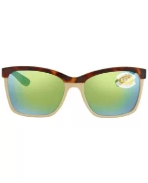 Costa Del Mar Anaa Shiny Tortoise Square Plastic Green Mirror Lens Unisex Sunglasses ANA 105 OGMP ANA 105 OGMP