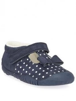 Start-rite Baby Girl Wiggle Shoes - Navy Polka Dot, Navy Polka Dot, Size 3.5 Younger