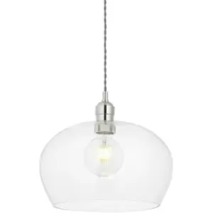 Livorno Single Pendant Ceiling Lamp, Bright Nickel Plate, Glass