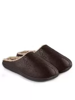 Totes Isotoner Isotoner Distressed Mule Check Slippers, Brown, Size 10, Men