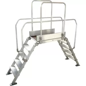 Aluminium ladder bridging, overall max. load 200 kg, 5 steps, platform 900 x 530 mm