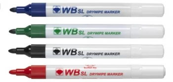 Whitecroft Assorted Whiteboard Marker Pens Bullet Tip Pack of 4 806005