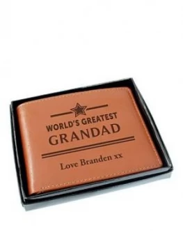 Personalised World'S Greatest Grandad Tan Leather Wallet
