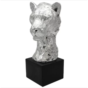 Silver Art Cheetah Bust Figurine By Lesser & Pavey