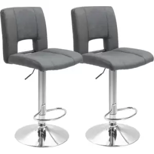 HOMCOM Set Of 2 Modern Linen Fabric Bar stool Armless Adjustable Swivel Seat