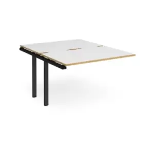 Bench Desk Add On Rectangular Desk 1200mm With Sliding Tops White/Oak Tops With Black Frames 1600mm Depth Adapt