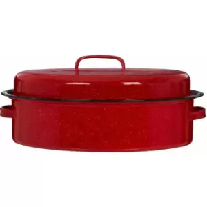 Oval Self Red Enamel Basting Roaster - Premier Housewares