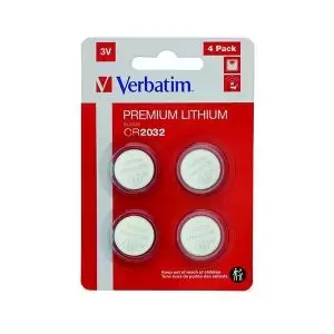 Verbatim CR2032 3V Premium Lithium Battery Pack of 4 49533 VM49533