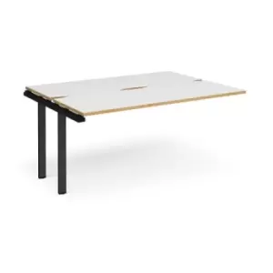 Bench Desk Add On 2 Person Rectangular Desks 1600mm White/Oak Tops With Black Frames 1200mm Depth Adapt