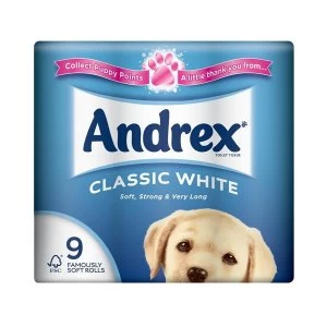 Andrex Toilet Rolls 2 Ply 240 Sheets Classic White 1 x Pack of 9 Rolls Ref M01377
