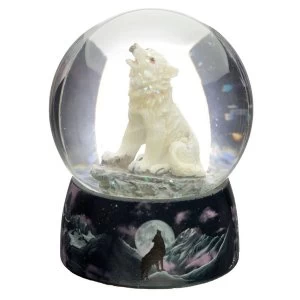 Protector of the North Dreams on the Wind Wolf Snow Globe
