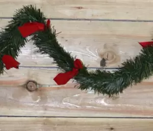 2.7m x 10cm Premier Christmas Green Tinsel with Red Bows Festive Decorative
