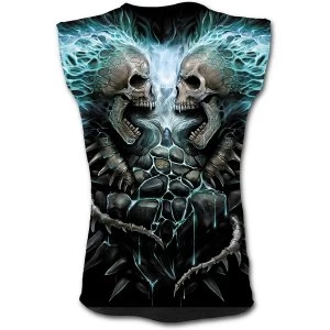 Flaming Spine Allover Sleeveles Sleeveles Mens X-Large T-Shirt - Black