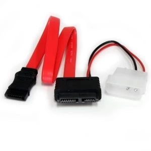 12" Slimline SATA to SATA with LP4 Power Cable Adapter