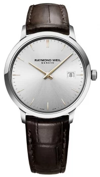 Raymond Weil Mens Toccata Brown Leather Strap Silver Watch