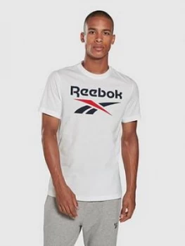 Reebok Big Logo T-Shirt, White/Navy Size M Men