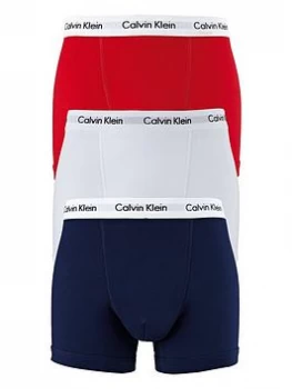 Calvin Klein 3 Pack of Trunks - Red/White/Navy, Red/Navy/White, Size XL, Men