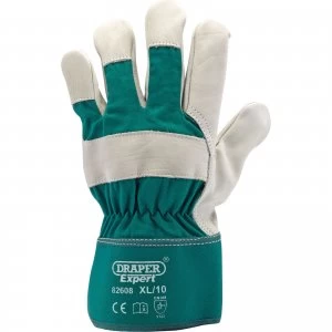 Draper Expert Fleece Lined Leather Garden Gloves Green XL