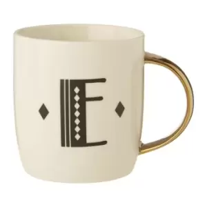 Bone China White/Gold E Alphabet Mug
