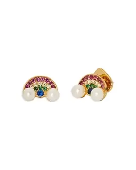 kate spade new york Wishes Pave & Imitation Pearl Rainbow Stud Earrings