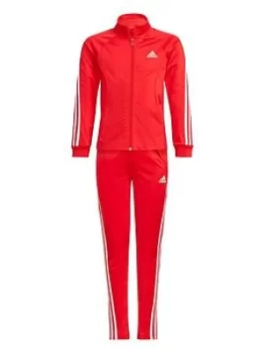Adidas Junior Girls Team Ps Tracksuit, Red/White, Size 5-6 Years, Women