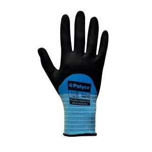 Polyco Polyflex Hydro PHYKC09 Size 9 Seamless Nylon Gloves Nitrile Three Quarter Coating Hydrophobic Blue