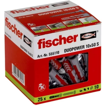 Fischer - Plug with Screw Set DUOPOWER 10 x 50 S 25 Piece