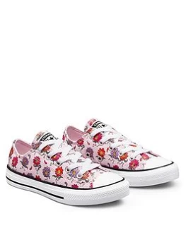 Converse Chuck Taylor All Star Floral Ox Childrens Trainer - Pink/White, Size 12