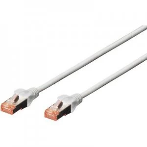 Digitus RJ45 Network cable, patch cable CAT 6 S/FTP 25m Grey Halogen-free, twisted pairs, incl. detent, Flame-retardant
