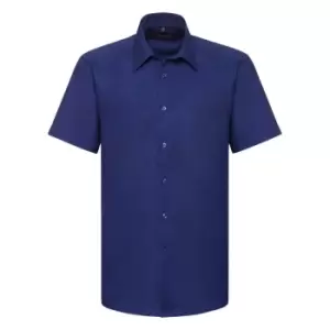 Russell Collection Mens Short Sleeve Easy Care Tailored Oxford Shirt (16.5inch) (Bright Royal)
