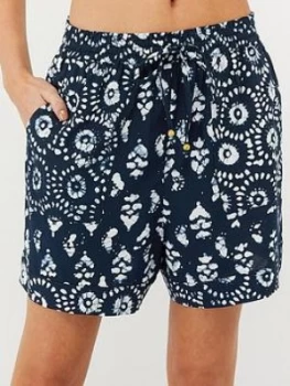 Monsoon Anjali Batik Shorts - Navy, Size L, Women